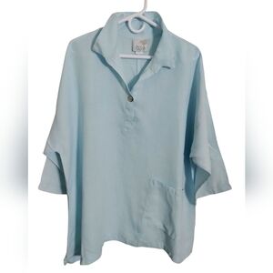 La. FixSun Womens Boxy Oversized Linen Beachwear Boho Resortwear Lagenlook Top M